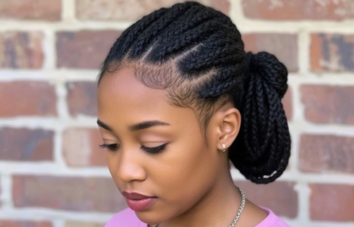 Box Braid Bob with Bun