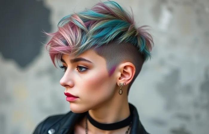 Colorful and Artistic Undercut Edgy Messy Pixie Styles