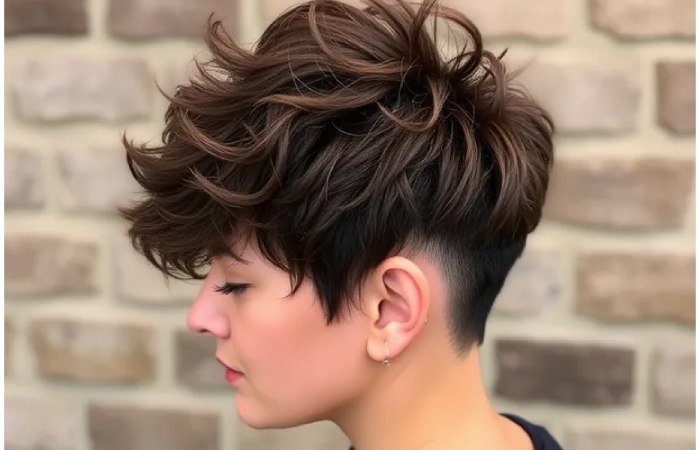 Curly and Messy Undercut Edgy Pixie