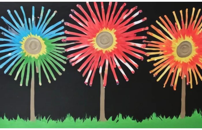 Fireworks Painting with Toilet Paper Rolls