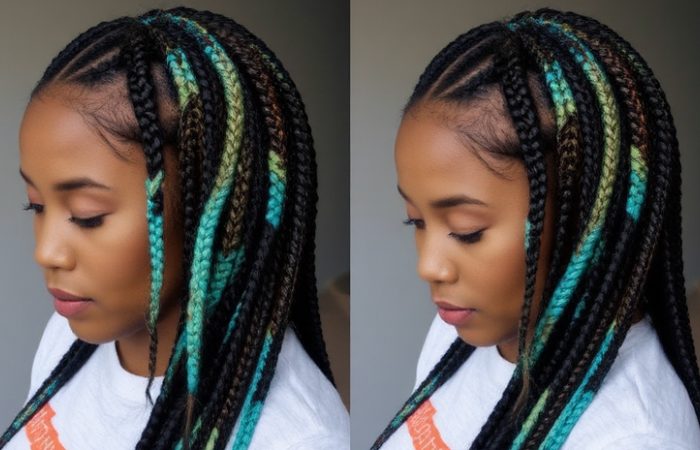 Mixed Color Box Braids