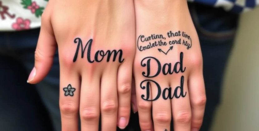 Mom Dad Tattoo On Hand For Girl