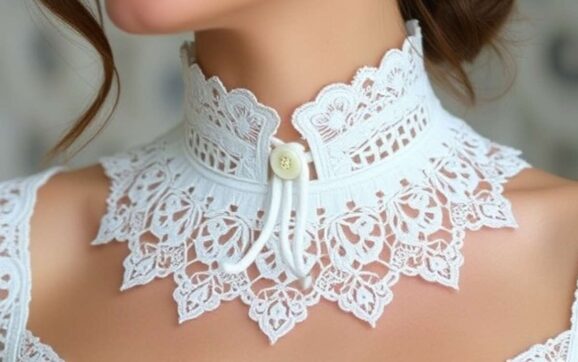 Elegant Neck Design With Lace And Button