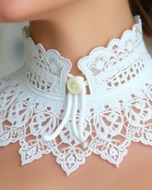 Elegant Neck Design With Lace And Button