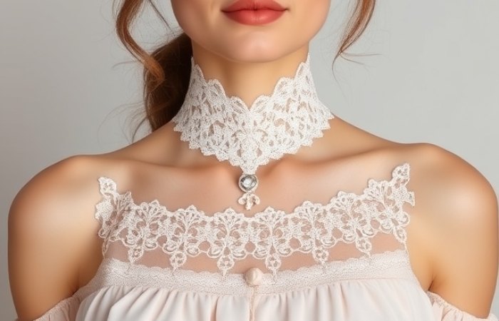 Off-the-shoulder lace neckline