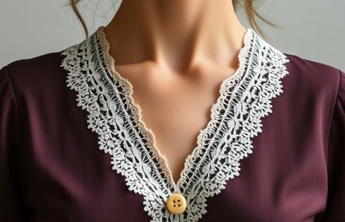 V-neckline with a lace trim